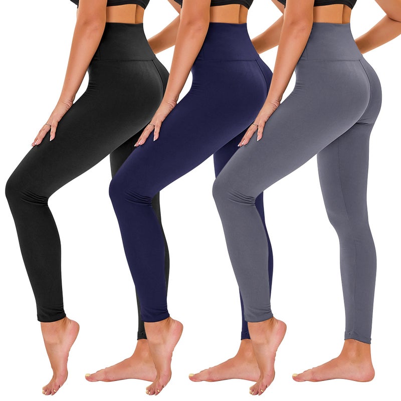 TNNZEET 3 Pack Black Leggings for Women - Tummy Control High Waisted Soft Yoga Pants for Workout - Image 1